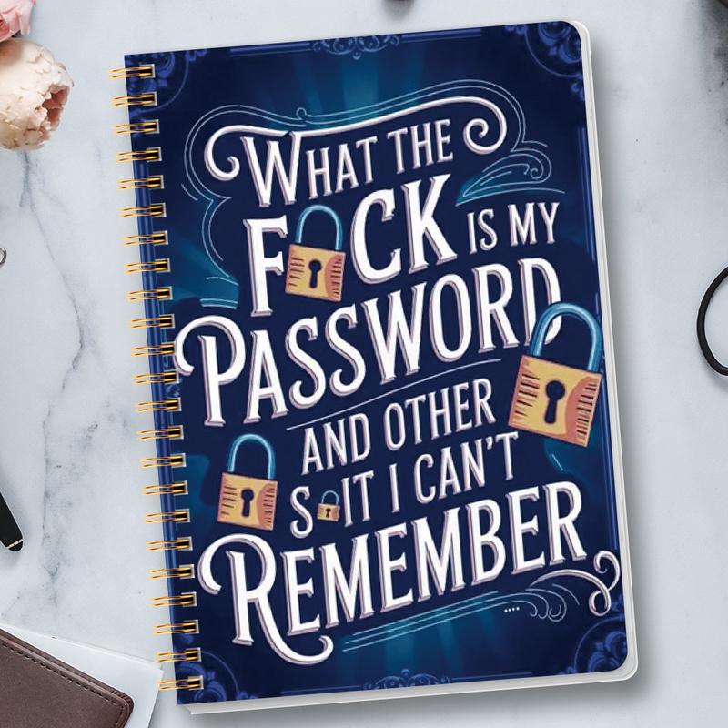 🔥 📅Funny Password Notebook - Spiral Bound with Lock Icons & Funny Security Phrases✍️