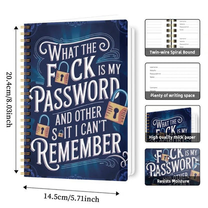 🔥 📅Funny Password Notebook - Spiral Bound with Lock Icons & Funny Security Phrases✍️