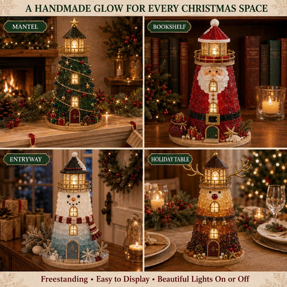 🎅 2026 Christmas Gift --🎄Beginner-Friendly DIY Lighted Christmas Character Sea Glass-Style Lighthouse Kit Collection | Complete Kit with Sea Glass-Style Pieces, LED Lights & Step-by-Step Guide Included 💕