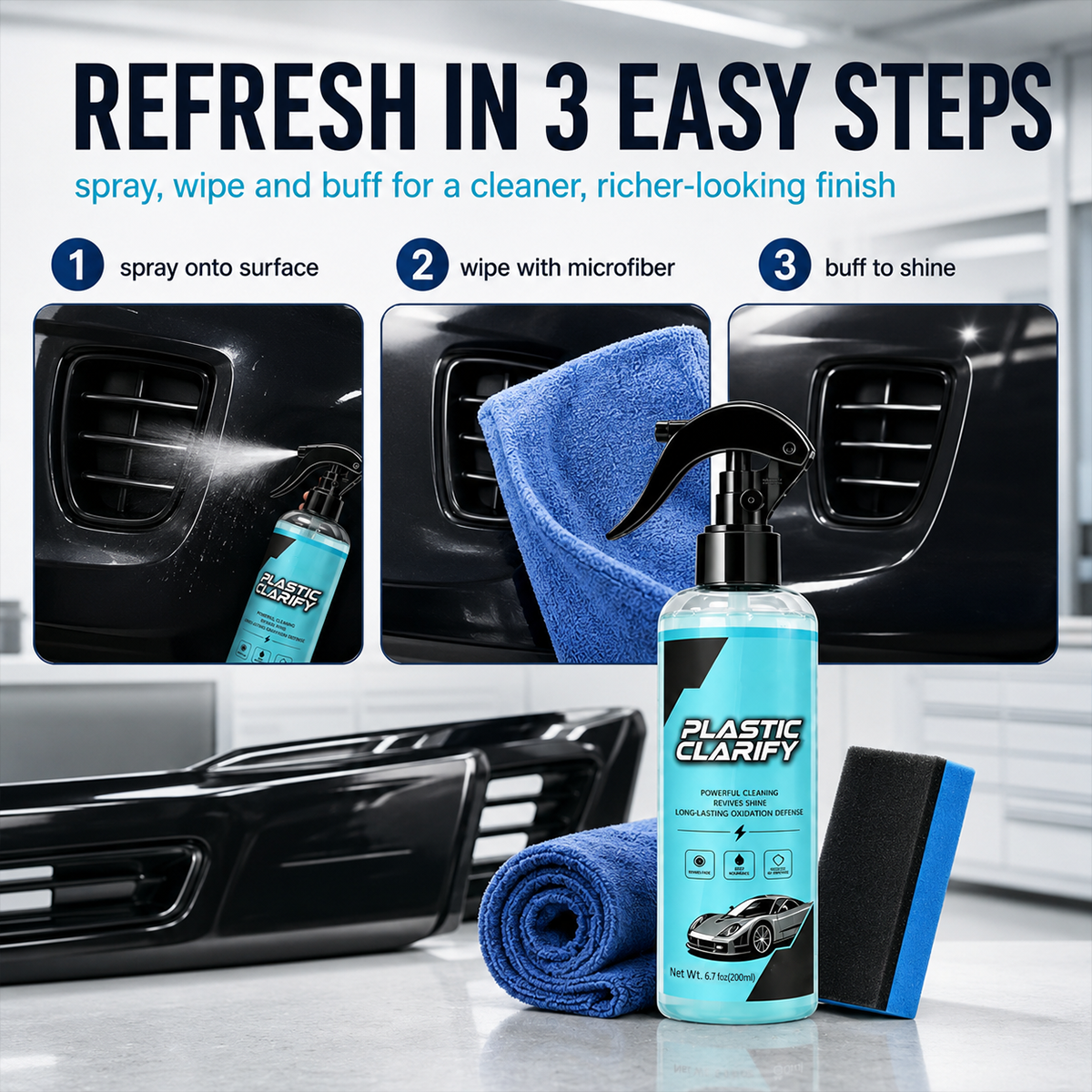 Car Plastic Trim Restorer Spray for Faded Surfaces