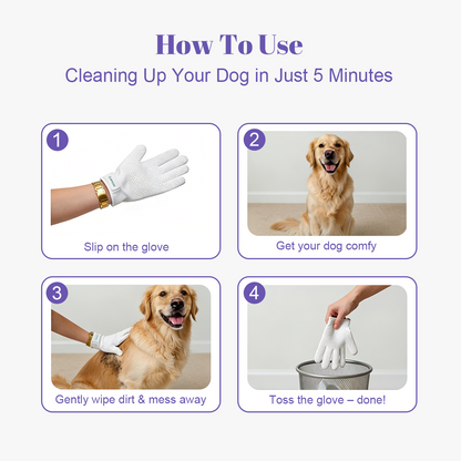 Pet Cleaning Glove Wipes: No-Rinse Waterless Bath (20 Pack)