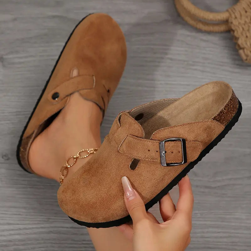 Women's Comfortable Slippers Suede Leather Cork Footbed