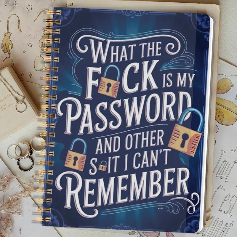 🔥 📅Funny Password Notebook - Spiral Bound with Lock Icons & Funny Security Phrases✍️
