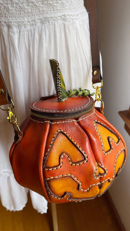🎃handmade leather Pumpkin Bag(✨Same as in the video)