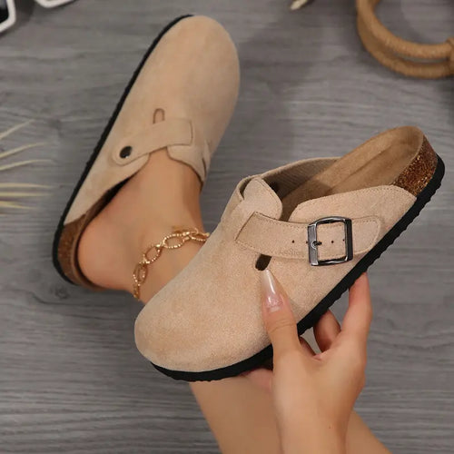 Women's Comfortable Slippers Suede Leather Cork Footbed