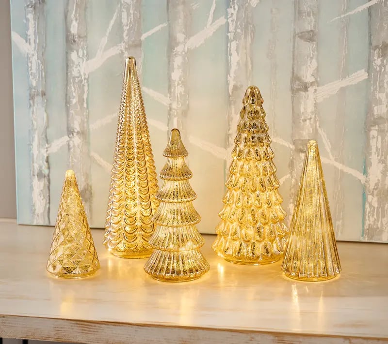 Tiktrove Collection Set of 5 Illuminated Mercury Trees