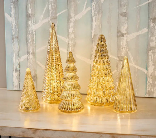 Tiktrove Collection Set of 5 Illuminated Mercury Trees