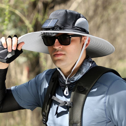 🔥Father's Day Sale- Wide Brim Solar Fan Outdoor Fishing Hat-Solar & USB Charging