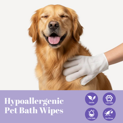 Pet Cleaning Glove Wipes: No-Rinse Waterless Bath (20 Pack)