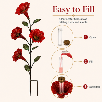 Vintage 4-Flower Hummingbird Feeder Garden Stake