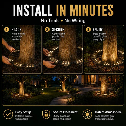 🌳💡 Ring-Shaped Solar Tree Lights – Weatherproof Outdoor Spotlights Ideal for Trees, Pillars, and Gardens