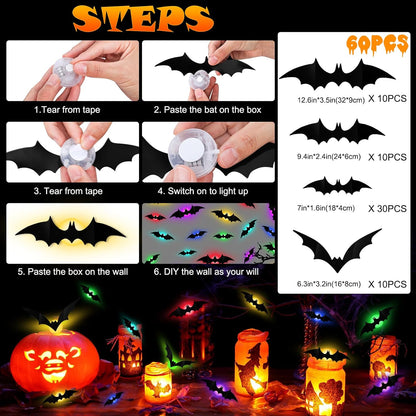 🎁3D Bat Design LED Decoration（1 Set 12 Pcs）