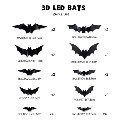 🎁3D Bat Design LED Decoration（1 Set 12 Pcs）