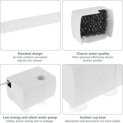 🔥 🦜💦Automatic ABS Bird Bath Shower, Parrot Bathtub with Circulating Faucet for Pet Bird