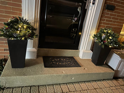 Pre-lit Artificial Christmas Tree Urn Filler ~ Weatherproof sparkle for entryways and patios.