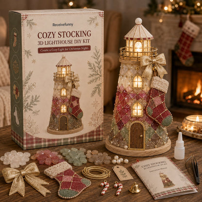 🎅 2026 Christmas Gift --🎄Beginner-Friendly DIY Lighted Christmas Character Sea Glass-Style Lighthouse Kit Collection | Complete Kit with Sea Glass-Style Pieces, LED Lights & Step-by-Step Guide Included 💕