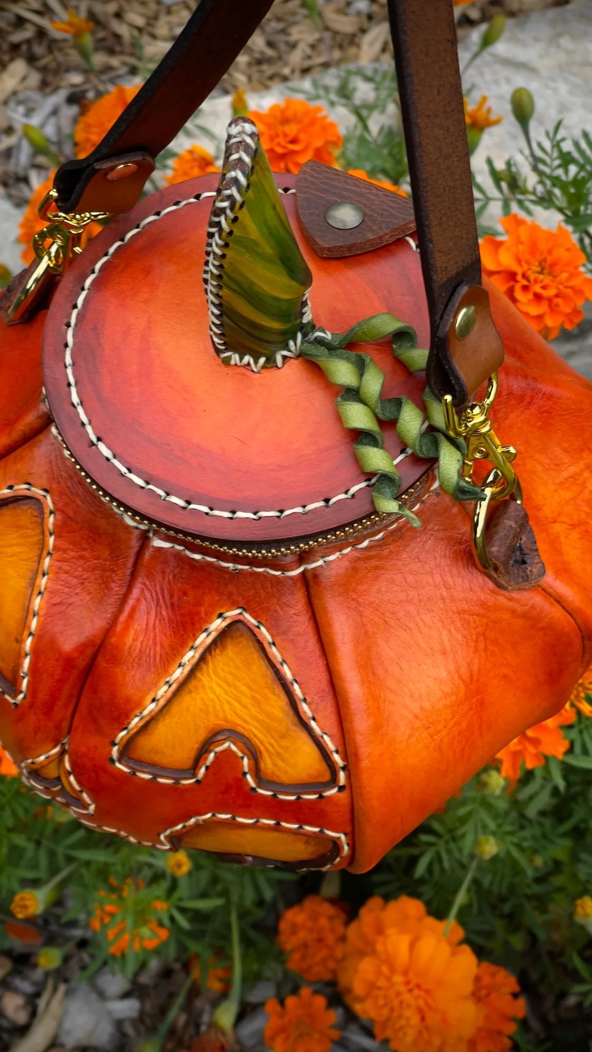 🎃handmade leather Pumpkin Bag(✨Same as in the video)