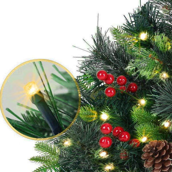 Pre-lit Artificial Christmas Tree Urn Filler ~ Weatherproof sparkle for entryways and patios.
