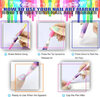 🎨12 Colors Nail Art Pens Set