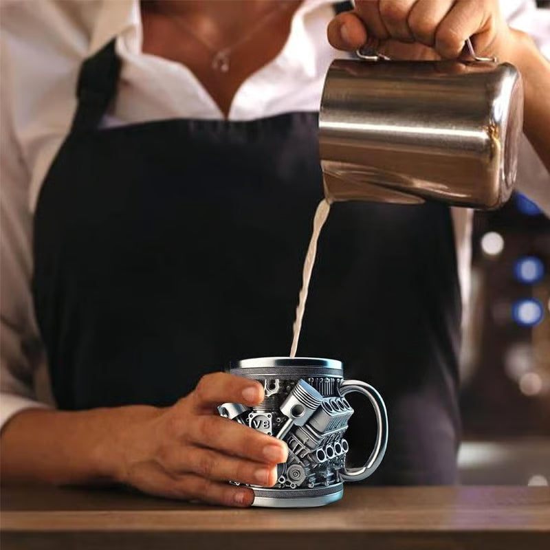 Stainless Steel Mug - V8 Engine Design