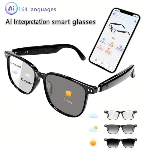 🔥 AI Interpretation Smart Glasses🕶️164-Language Translation, Photochromic Lenses, AI Chat & Hands-Free Audio