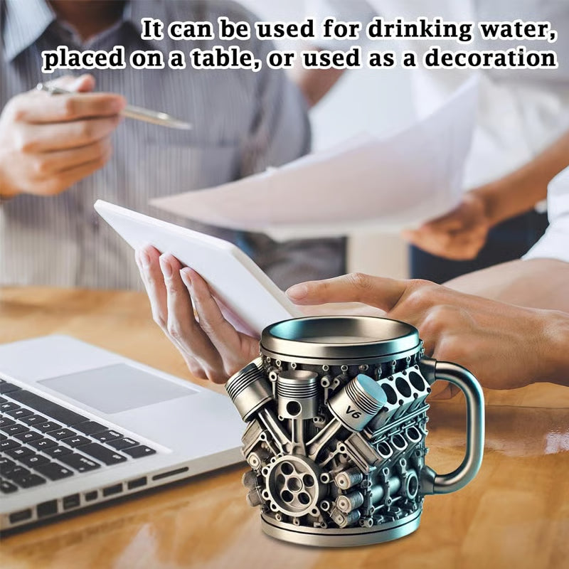 Stainless Steel Mug - V8 Engine Design