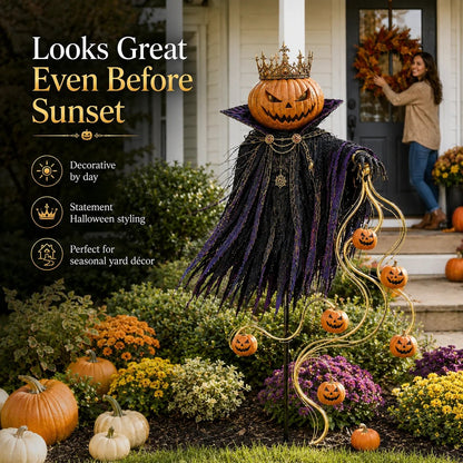 👑🎃 Pumpkin King Halloween Yard Decor|Solar Operated Day‐Night Ornament For Garden