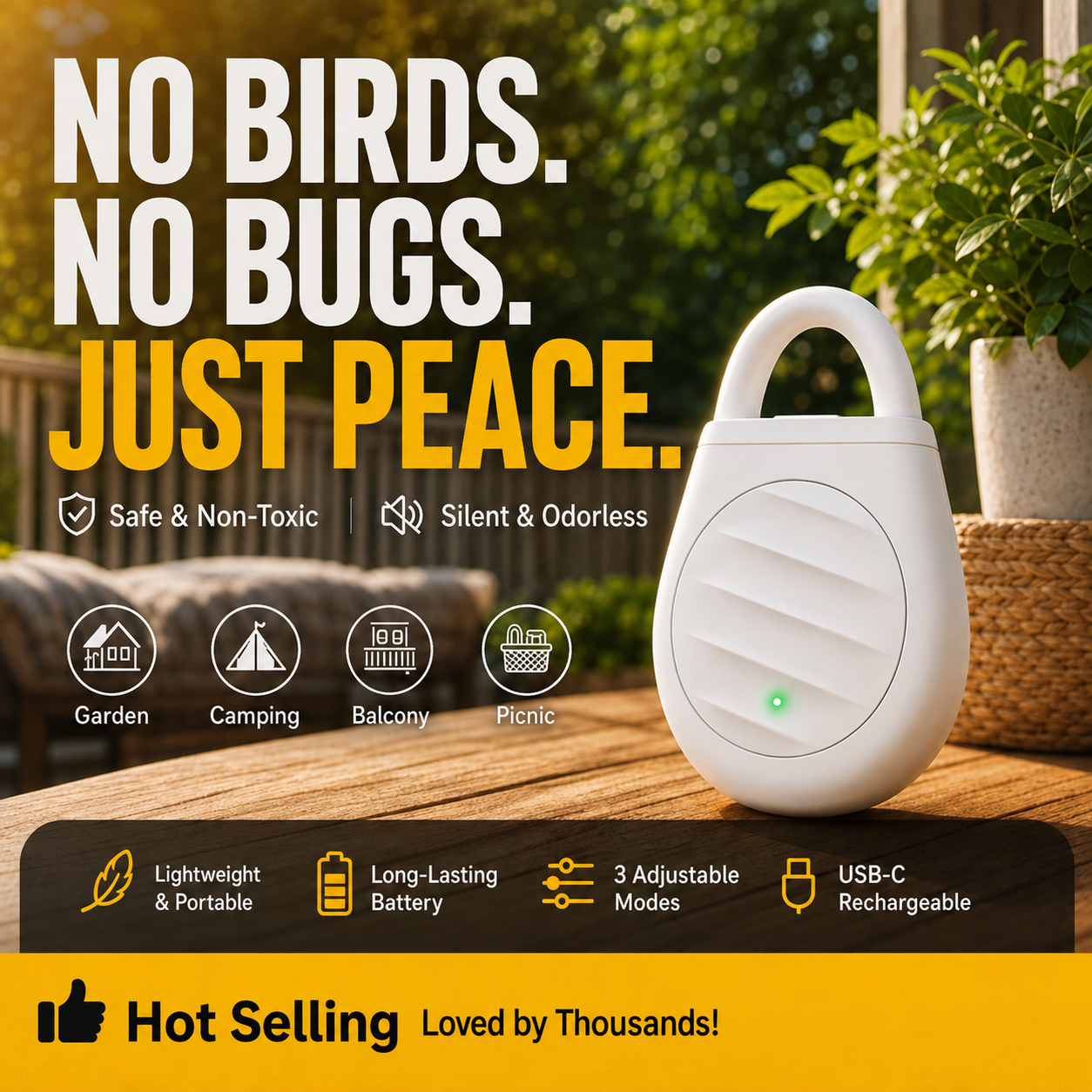 🔥Limited time offer Buy 3 get 2 free！🐦No more trouble from birds, beasts and locusts！Portable Ultrasonic Bird Repellent Keychain
