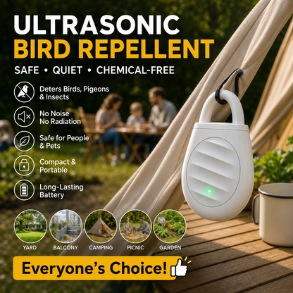 🔥Limited time offer Buy 3 get 2 free！🐦No more trouble from birds, beasts and locusts！Portable Ultrasonic Bird Repellent Keychain
