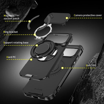 Military-Grade Shockproof Magnetic Case with Camera Slide & 360° Kickstand Ring