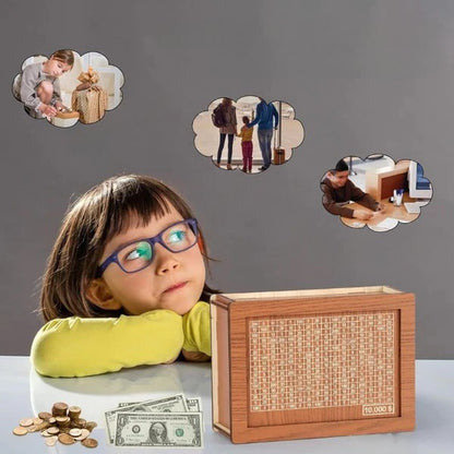 🎁Family Fun Savings Box🎁 Wooden Cash Saving Box