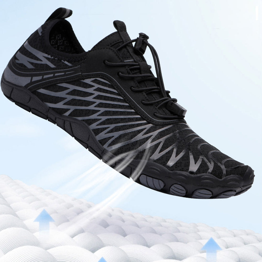 Black barefoot shoe close up