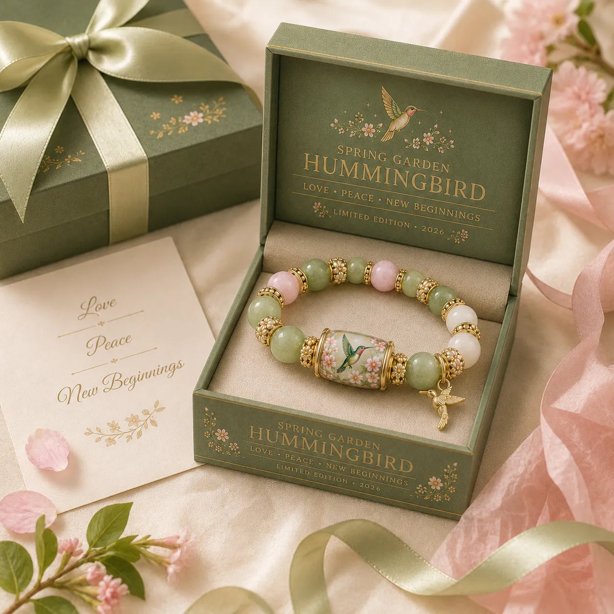 🌿 Love, Peace & Spring Blessings 💖 | 2026 Limited Edition Bracelet - With Gift Box - 10 In Stock