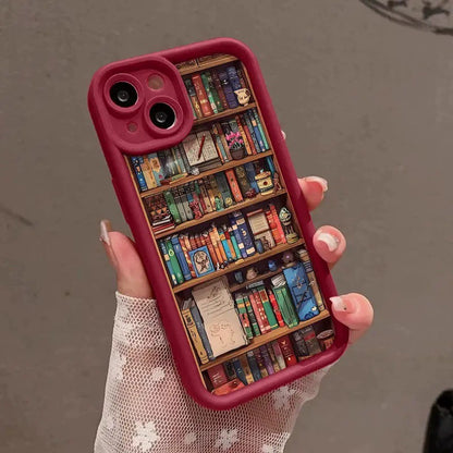 Cartoon Bookshelf Pattern Shockproof Non Slip Military-Grade Protective Silicone Cover