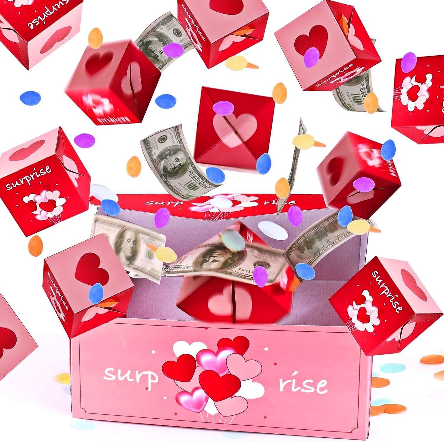 20 Bounces Surprise Gift Box with Flying Butterfly Toys Explosion Unique Folding Bouncing Red Envelope Cash Box