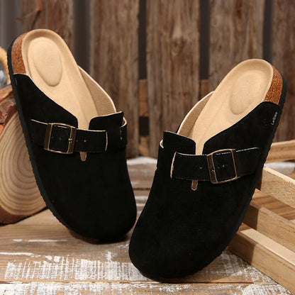 Women's Comfortable Slippers Suede Leather Cork Footbed