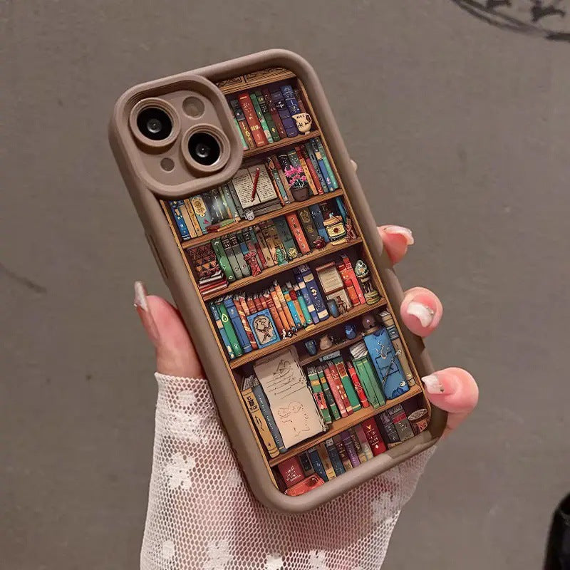 Cartoon Bookshelf Pattern Shockproof Non Slip Military-Grade Protective Silicone Cover