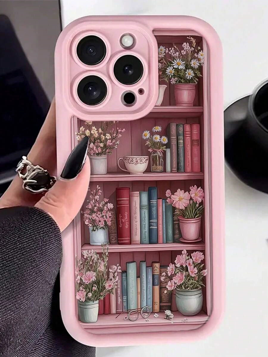 Cartoon Bookshelf Pattern Shockproof Non Slip Military-Grade Protective Silicone Cover
