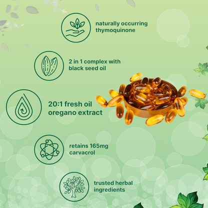 Oil of Oregano with Black Seed Oil Softgels