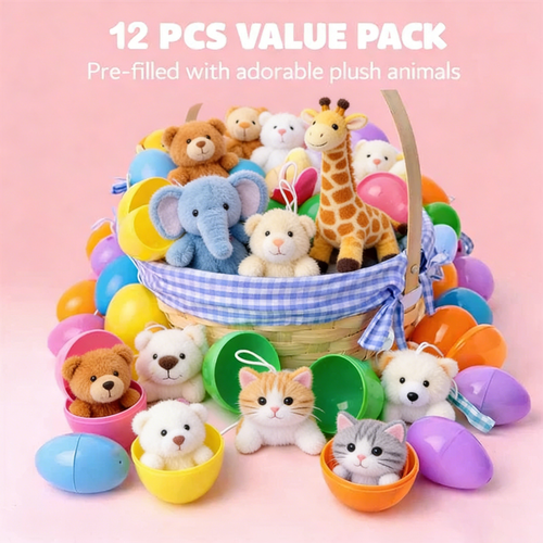 🔥Plush Animals Pre-Filled Easter Eggs （1 Set 12 Pcs ）