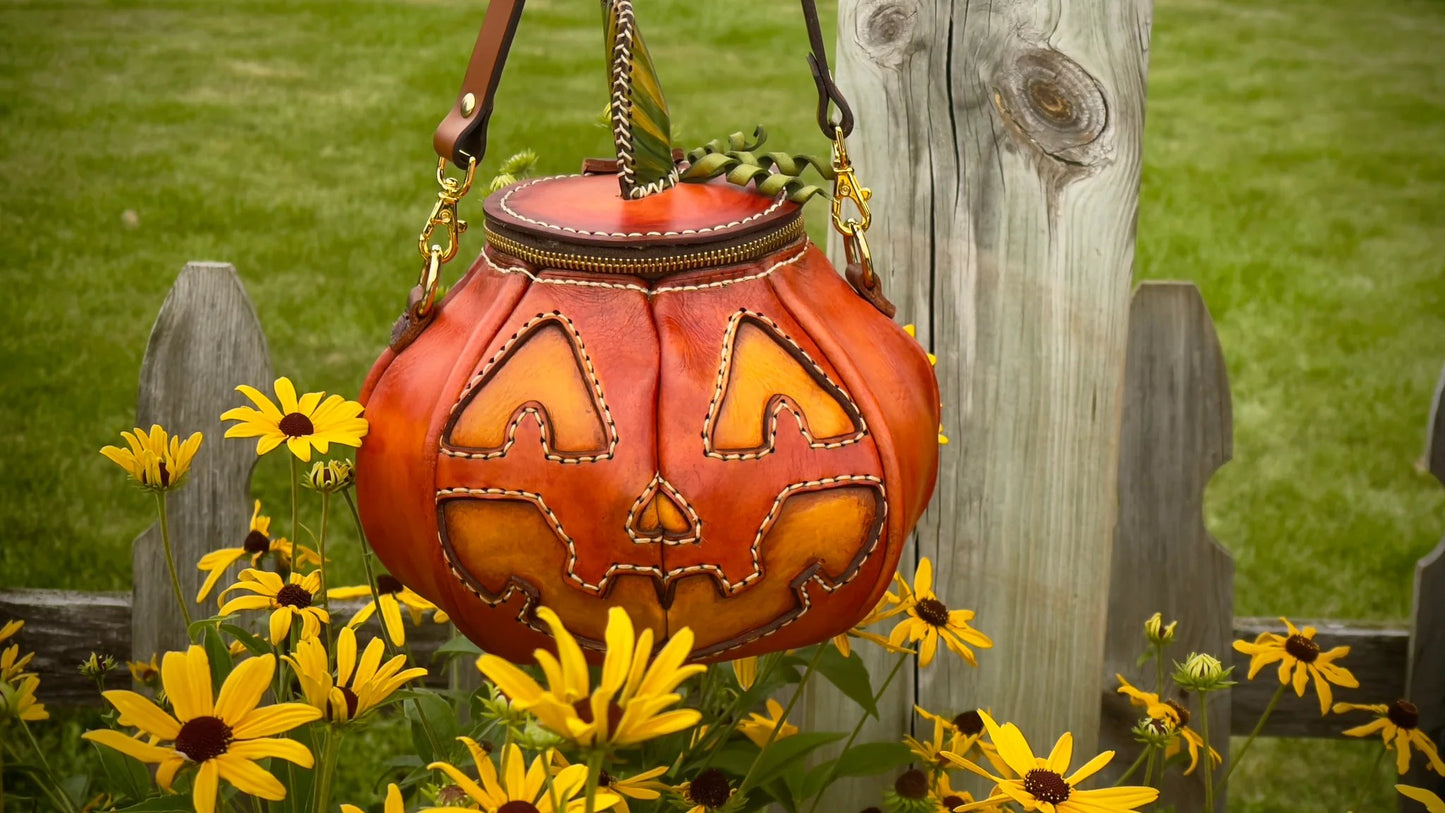 🎃handmade leather Pumpkin Bag(✨Same as in the video)