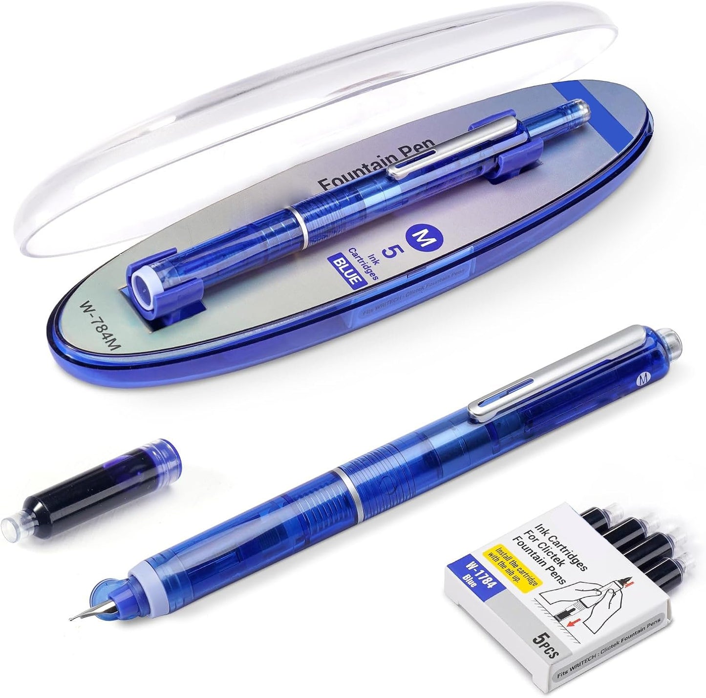 Fountain Pen Retractable:0.38mm Blue&Black