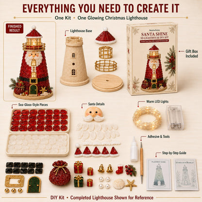 🎅 2026 Christmas Gift --🎄Beginner-Friendly DIY Lighted Christmas Character Sea Glass-Style Lighthouse Kit Collection | Complete Kit with Sea Glass-Style Pieces, LED Lights & Step-by-Step Guide Included 💕