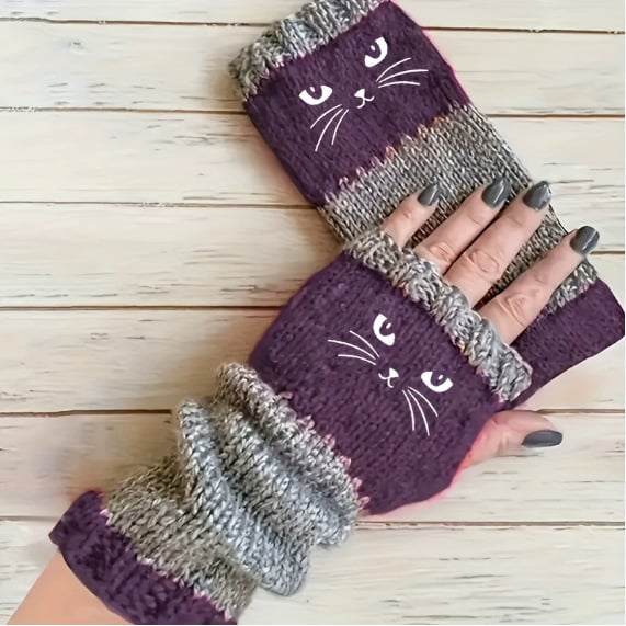 🎁🐱Knitted Fingerless Gloves🧶