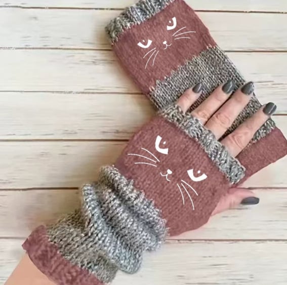 🎁🐱Knitted Fingerless Gloves🧶