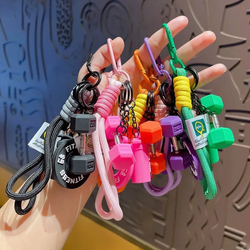 Creative Mini Gym Barbell Plate Keychain