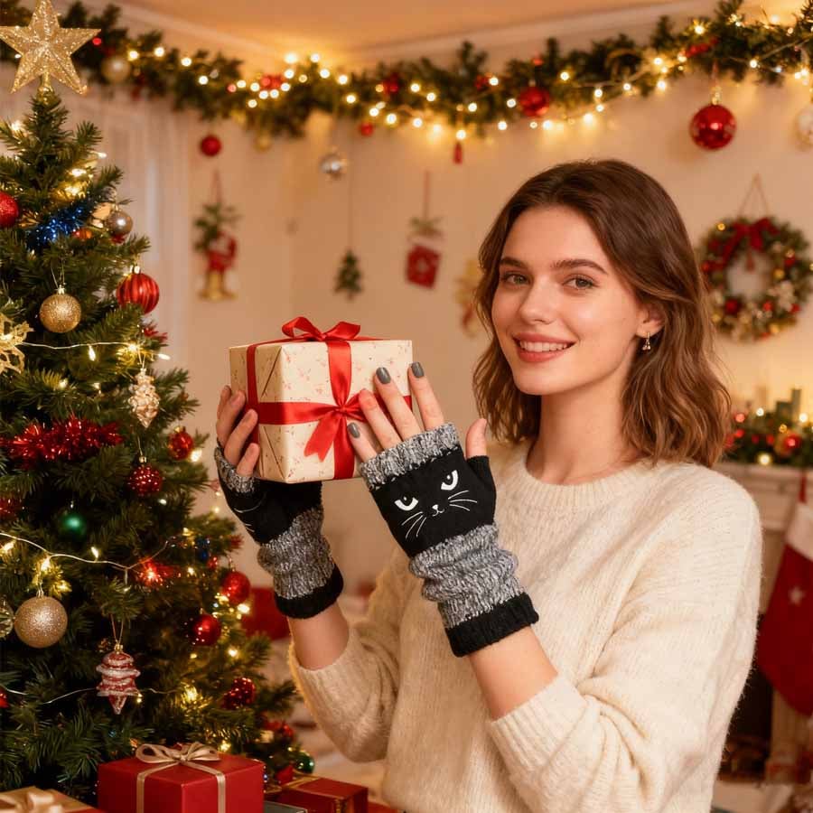 🎁🐱Knitted Fingerless Gloves🧶