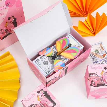 20 Bounces Surprise Gift Box with Flying Butterfly Toys Explosion Unique Folding Bouncing Red Envelope Cash Box