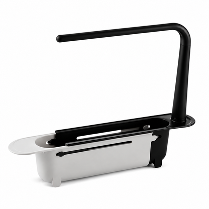 ✨ 2-in-1 Sink Organizer Rack – Expandable Sponge Holder & Kitchen Towel Drying Bar