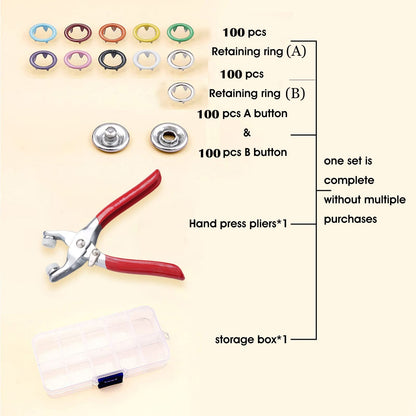 ✨100 pcs Invisible Colored Metal Buckle & Manual Pressure Pliers Kit